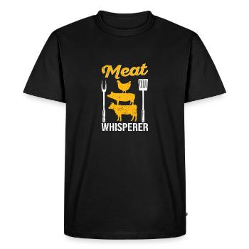 Meat Whisperer Drôle de BBQ Chef Griller Boucher - T-shirt Premium bio Homme - noir - Devant - Nico (187cm)