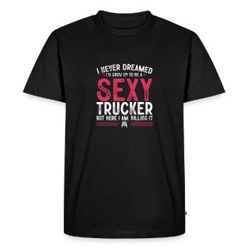 Drôle de chauffeur de camion Trucker Femmes amant de camionnage - T-shirt Premium bio Homme - noir - Devant - Nico (187cm)