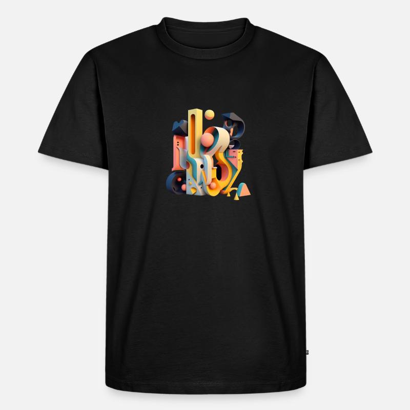 3D - Männer Premium Bio T-Shirt - Schwarz