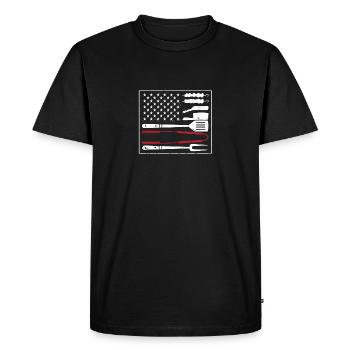 American Flag Grilling USA Patriotic BBQ - Men's Premium Organic T-Shirt - black - Front - Nico (187cm)