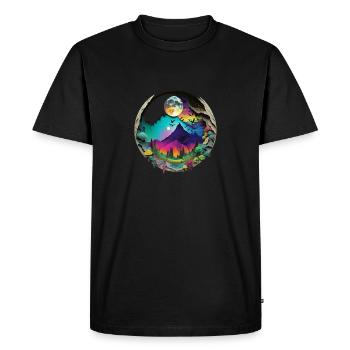 Imaginative Neon Mountains – Landscape Art - Men's Premium Organic T-Shirt - black - Front - Nico (187cm)