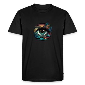 TRIPPY EYE - Men's Premium Organic T-Shirt - black - Front - Nico (187cm)