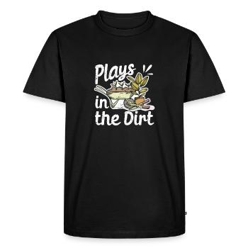 Plays In The Dirt Funny Gardening Farmer - Men's Premium Organic T-Shirt - black - Front - Nico (187cm)