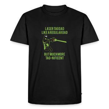 Laser Tag Father Like a Normal Father - Men's Premium Organic T-Shirt - black - Front - Nico (187cm)