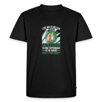 I use multi-million dollar satellites lust - Men's Premium Organic T-Shirt - black - Front - Nico (187cm)