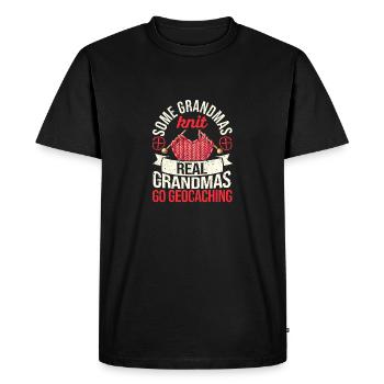 Quelques mamies tricotent De vraies mamies font du géocaching - T-shirt Premium bio Homme - noir - Devant - Nico (187cm)