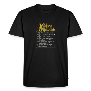 Avant de demander à Funny Detectorist Chasse au trésor - T-shirt Premium bio Homme - noir - Devant - Nico (187cm)