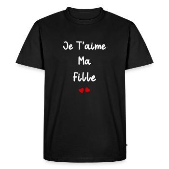 je t'aime ma fille - T-shirt Premium bio Homme - noir - Devant - Nico (187cm)