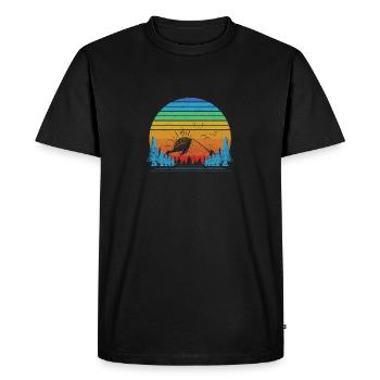 Géocachette forestière extérieure des montagnes du coucher du soleil - T-shirt Premium bio Homme - noir - Devant - Nico (187cm)