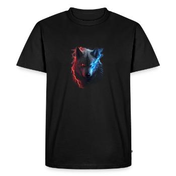 Red and blue lightning wolf - Men's Premium Organic T-Shirt - black - Front - Nico (187cm)