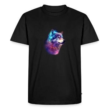 Wolf Galaxy Space Graphic Wolf Lover - Men's Premium Organic T-Shirt - black - Front - Nico (187cm)
