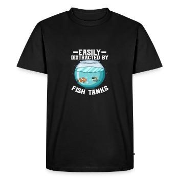 Easily Distracted By Fish Tanks Fish Keeping Aquar - Men's Premium Organic T-Shirt - black - Front - Nico (187cm)