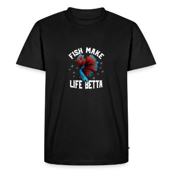 Fish Make Life Betta Aquarium Owner Fish Keeping - Men's Premium Organic T-Shirt - black - Front - Nico (187cm)