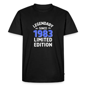 Né en 1983 légende depuis lors - T-shirt Premium bio Homme - noir - Devant - Nico (187cm)