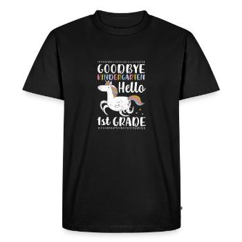 Au revoir la maternelle Bonjour première année 1. - T-shirt Premium bio Homme - noir - Devant - Nico (187cm)