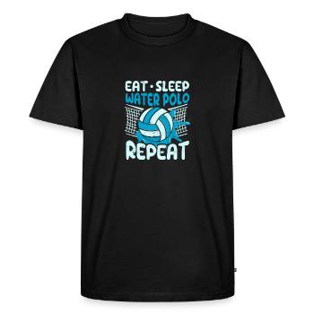 Eat Sleep Water Polo Repeat Funny Sports Fan - Men's Premium Organic T-Shirt - black - Front - Nico (187cm)