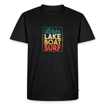 Wake Lake Boat Surf Funny Wakesurf Board Surfing - Men's Premium Organic T-Shirt - black - Front - Nico (187cm)