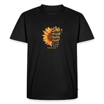 Christian Bible Verse Sunflower Lover Proverbs - Men's Premium Organic T-Shirt - black - Front - Nico (187cm)