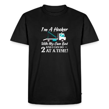 Je suis un chauffeur de dépanneuse avec mon propre lit en camionnage - T-shirt Premium bio Homme - noir - Devant - Nico (187cm)