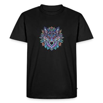 Geometric Wolf Mandala ColorFull - Men's Premium Organic T-Shirt - black - Front - Nico (187cm)