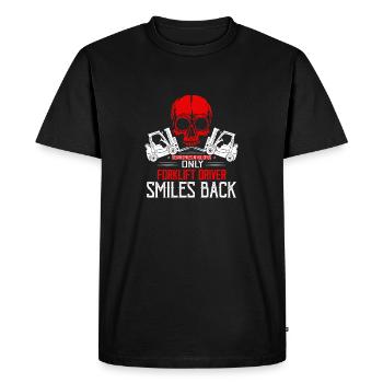 Death Smiles At All Of Us Only Forklift Driver Ope - Men's Premium Organic T-Shirt - black - Front - Nico (187cm)