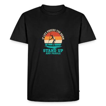 Si la vie vous renverse, levez-vous et pagayez - T-shirt Premium bio Homme - noir - Devant - Nico (187cm)