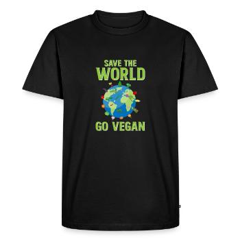 Save the World Go Vegan - T-shirt Premium bio Homme - noir - Devant - Nico (187cm)