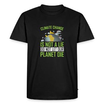 Le changement climatique n’est pas un mensonge ! - T-shirt Premium bio Homme - noir - Devant - Nico (187cm)