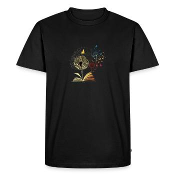 Pissenlit Livres Amant Fleur Bibliothécaire Jeu de mots - T-shirt Premium bio Homme - noir - Devant - Nico (187cm)