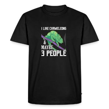 J’aime les caméléons et peut-être 3 personnes Lézard reptile - T-shirt Premium bio Homme - noir - Devant - Nico (187cm)