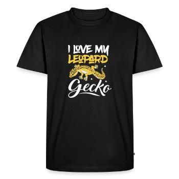 J’aime mon amoureux lézard de lézard de reptile gecko - T-shirt Premium bio Homme - noir - Devant - Nico (187cm)