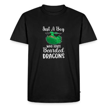 Juste un garçon qui aime l’amant lézard des dragons barbus - T-shirt Premium bio Homme - noir - Devant - Nico (187cm)