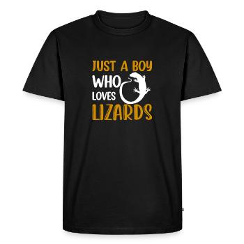 Juste un garçon qui aime les lézards Lizard Lover Reptile - T-shirt Premium bio Homme - noir - Devant - Nico (187cm)