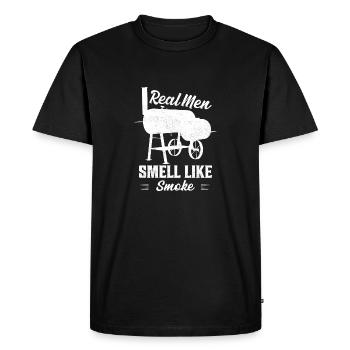 Les vrais hommes sentent la fumée griller le fumeur de barbecue - T-shirt Premium bio Homme - noir - Devant - Nico (187cm)