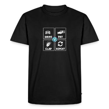 Driving, paying, clapping, repeating, eating, sleeping, - Men's Premium Organic T-Shirt - black - Front - Nico (187cm)