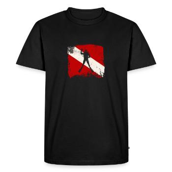 Drapeau de plongée Drôle de plongeur Amoureux de la plongée Océan - T-shirt Premium bio Homme - noir - Devant - Nico (187cm)