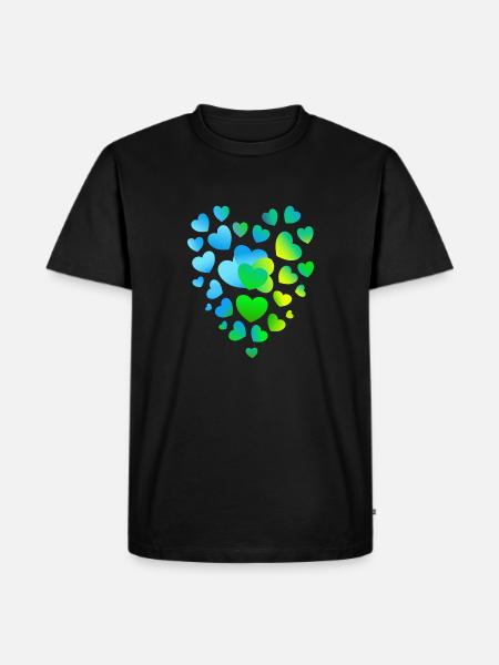 blue hearts, many hearts - Men's Premium Organic T-Shirt - black