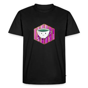 Tea Shirt Green Tea Tea Drinker Tea Lover Cartoon - Men's Premium Organic T-Shirt - black - Front - Nico (187cm)