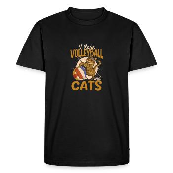 J’adore le volleyball et l’entraînement des chats - T-shirt Premium bio Homme - noir - Devant - Nico (187cm)
