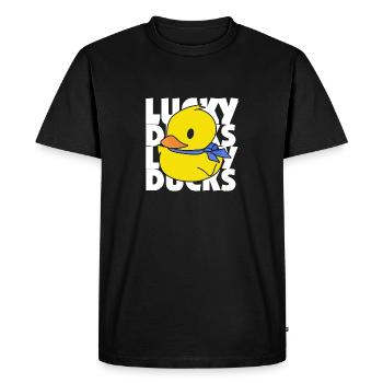 Journée des canards chanceux - Cadeau du jour de la chance - Canards jaunes - T-shirt Premium bio Homme - noir - Devant - Nico (187cm)