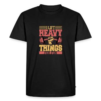 I Lift Heavy Things For Fun Workout Training Weigh - Men's Premium Organic T-Shirt - black - Front - Nico (187cm)