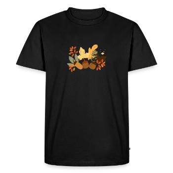 Autumn Leaves Acorns Autumn Squirrel Harvest - Men's Premium Organic T-Shirt - black - Front - Nico (187cm)