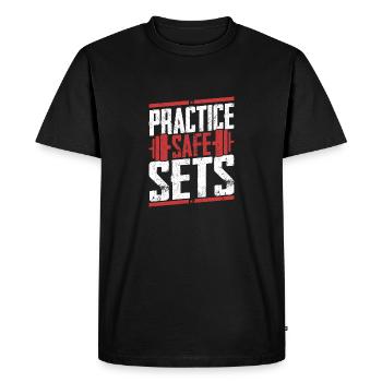 Pratiquez l’entraînement d’entraînement d’haltérophilie Safe Sets - T-shirt Premium bio Homme - noir - Devant - Nico (187cm)