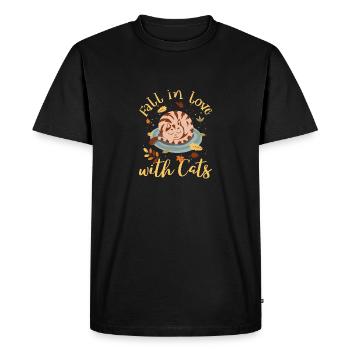 Fall In Love With Cats Maple Leaf Cat Lover Hello - Men's Premium Organic T-Shirt - black - Front - Nico (187cm)