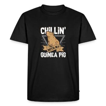 Chillin' With My Guinea Pig Cavy Lover Rodent - Men's Premium Organic T-Shirt - black - Front - Nico (187cm)