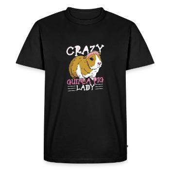 Crazy Guinea Pig Lady Rodent Cavy Lover - Men's Premium Organic T-Shirt - black - Front - Nico (187cm)