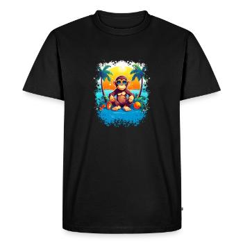Tropical Monkey Paradise: Beac amusant et à la mode - T-shirt Premium bio Homme - noir - Devant - Nico (187cm)