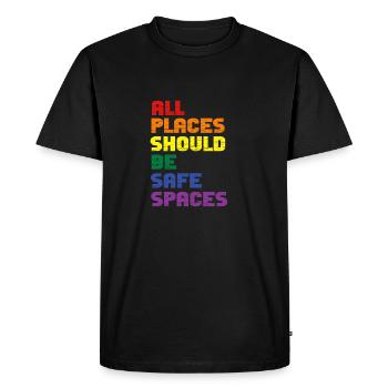 All Places Should Be Safe Spaces Gay Pride Ally - Men's Premium Organic T-Shirt - black - Front - Nico (187cm)