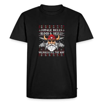 Drôle Jingle Bells Viking Noël Pull moche - T-shirt Premium bio Homme - noir - Devant - Nico (187cm)