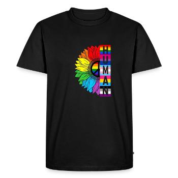Humain Tournesol Arc-en-ciel Drapeau LGBT Fier Gay Pride - T-shirt Premium bio Homme - noir - Devant - Nico (187cm)